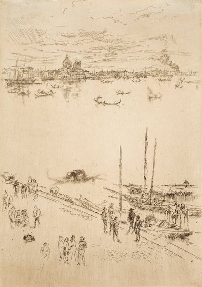 Opretstående Venedig, fra de 26 Tyve Ætsninger, også kendt som det andet Venedigsæt af James Abbott McNeill Whistler